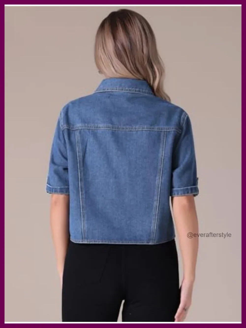 Women's Cropped Denim Jacket Short Sleeve Casual Lightweight